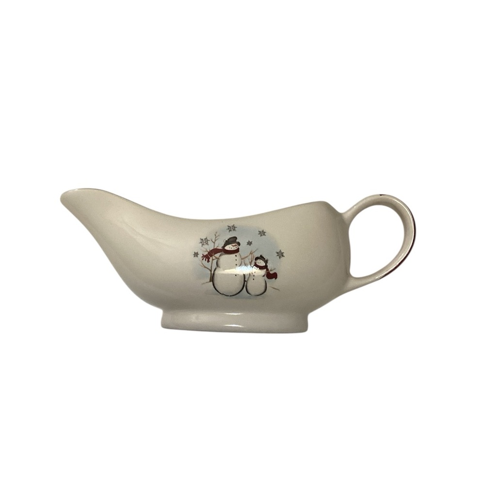 Royal Seasons Vintage Snowman‎ Snowflake White Stoneware Gravy Boat Dinnerware